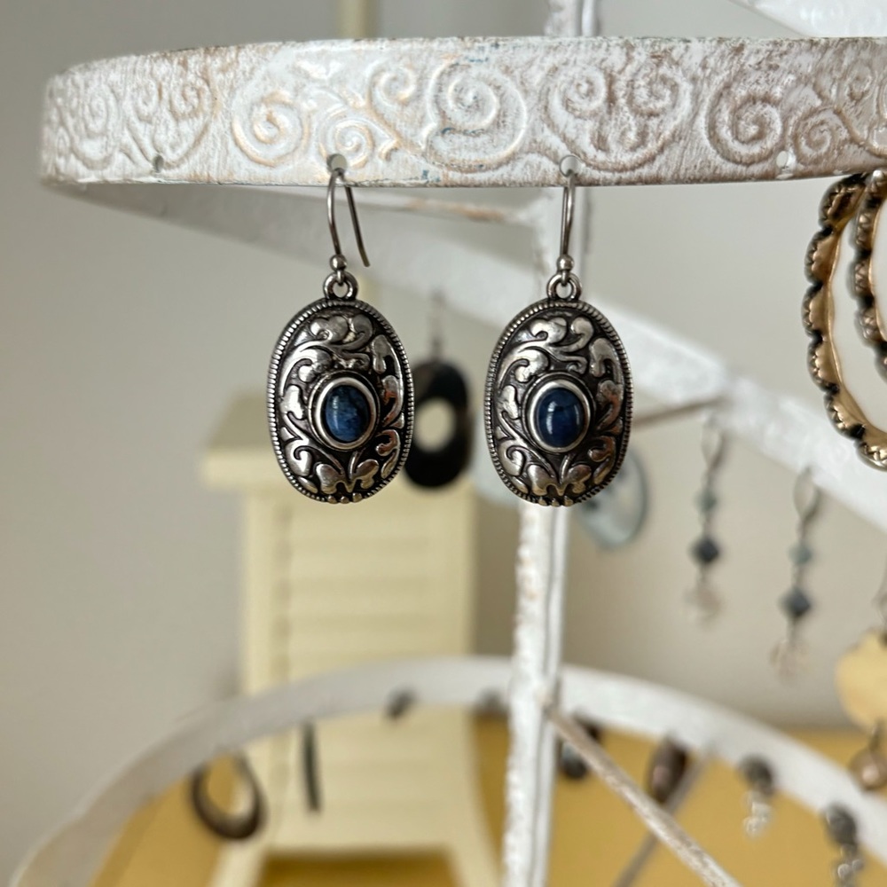 Lucky Brand Silver and Blue Stone Earrings